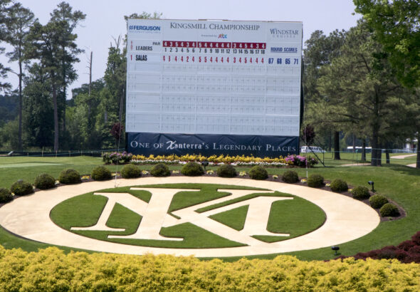 Resultattavle ved Kingsmill Championship, fotografert under treningsdagen i 2015. Illustrasjonsfoto.