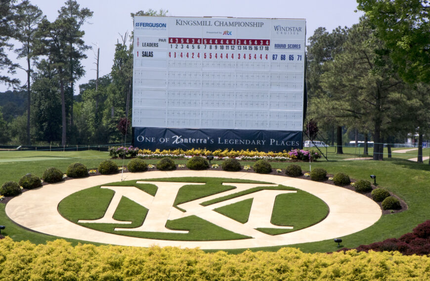 Resultattavle ved Kingsmill Championship, fotografert under treningsdagen i 2015. Illustrasjonsfoto.