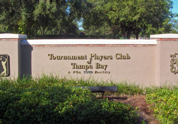 PGA TOUR-skilt ved TPC Tampa Bay, fotografert i 2006. Arkivfoto.